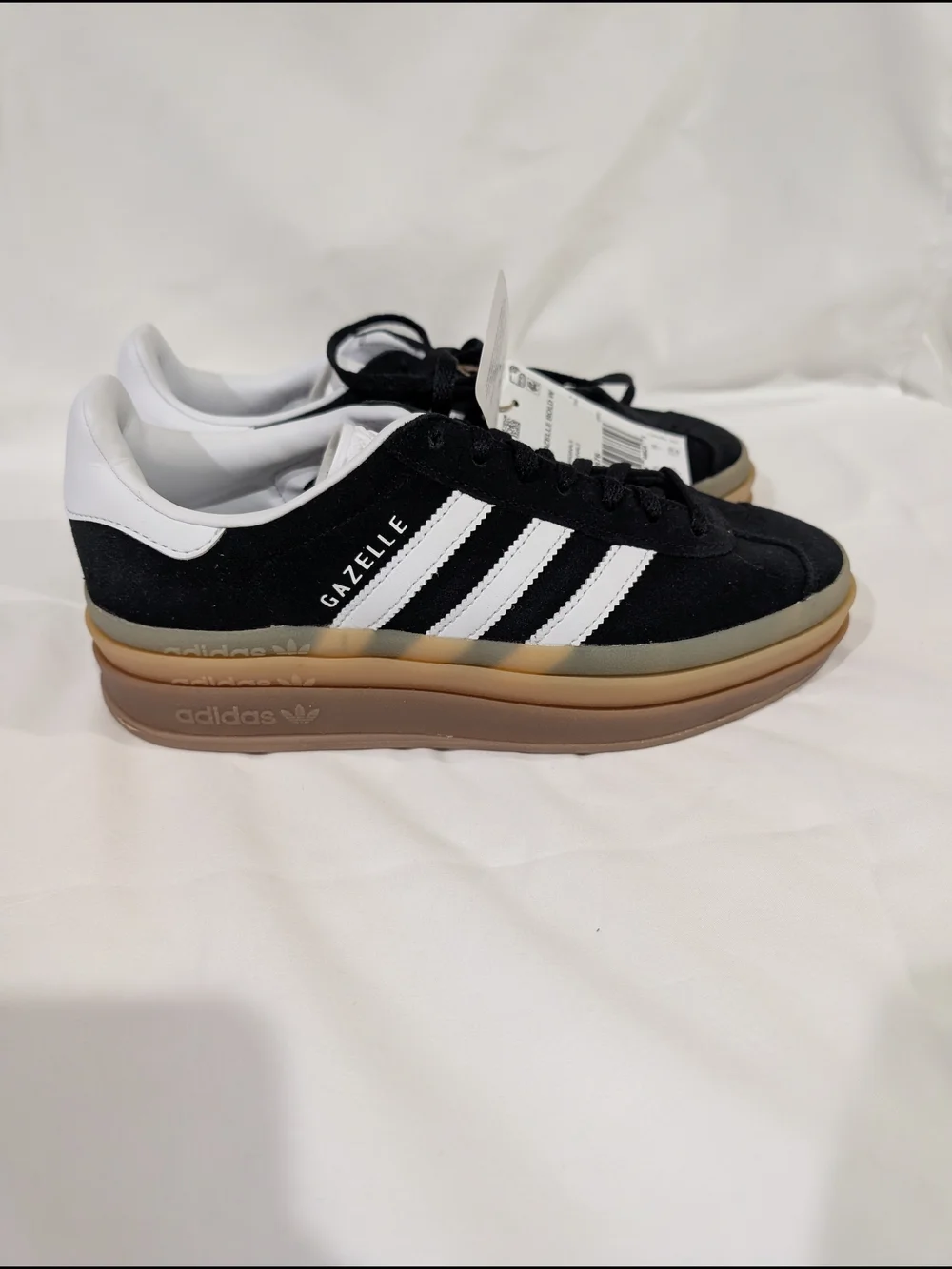 New adidas Gazelle Bold Women's Black White Suede Sneakers